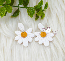 Daisy Earrings || White and Mustard || Made to Order