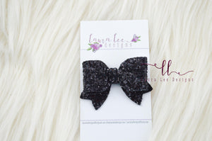 Bitty Style Bow || Black Glitter