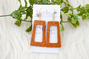 Rectangle Resin Earrings || Pumpkin Spice Glitter