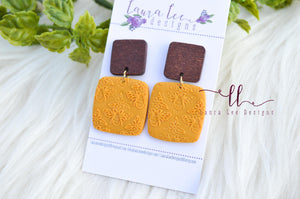 Angel Square Clay Earrings || Mustard Yellow Bees || Made to Order