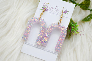 Arch Resin Earrings || Fire Opal Glitter