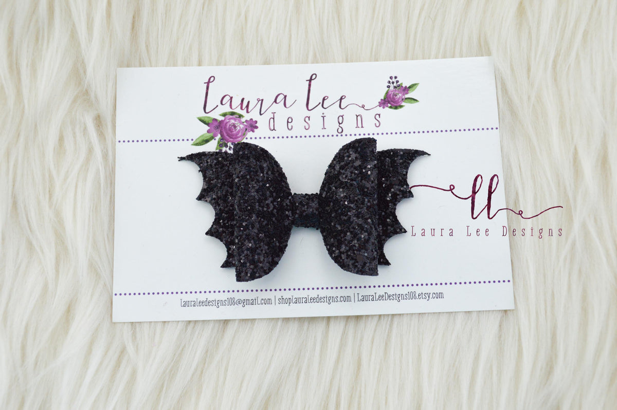Glittery Purple Bow with Black Mustache Girls main image 2