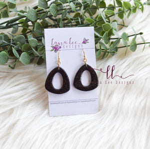 Veronica Clay Earrings || Black and Gold Glitter
