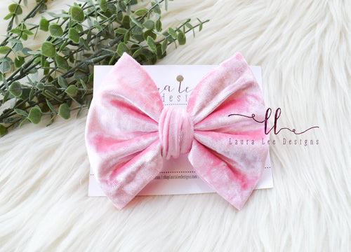 Large Julia Bow Style Bow || Bubblegum Pink Crushed Velvet