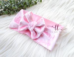 Small Julia Bow Headwrap || Bubblegum Pink Velvet