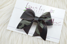 Large Missy Bow || Camo Vegan Leather || Clip Only