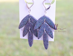 Cassie Clay Earrings || Deep Gray Holographic Glitter