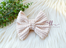 Large Julia Messy Bow Style Bow || Cream Sweater Knit || CLIP ONLY