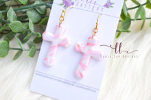 Cross Clay Earrings || Pink Swirl