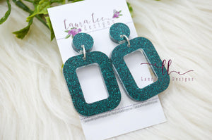 Rounded Rectangle Resin Earrings || Evergreen Glitter