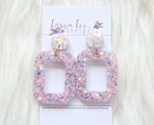 Rounded Rectangle Resin Earrings || Fire Opal Glitter