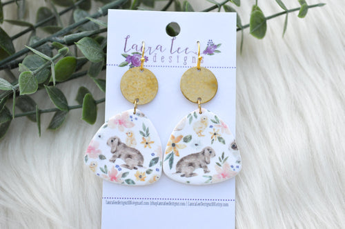Shelly Clay Earrings || Floral Bunnies