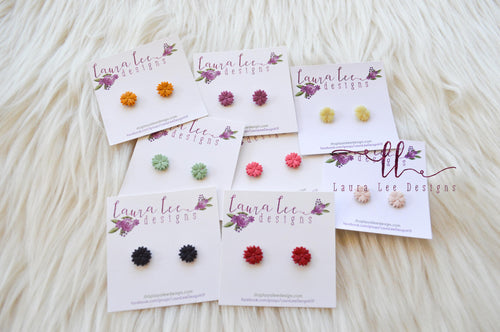 Clay Stud Earrings || Flowers-  You Pick Color || Made to Order