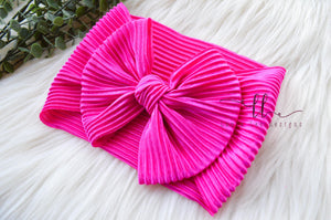Large Julia Bow Headwrap || Hot Pink Crinkle Headwrap