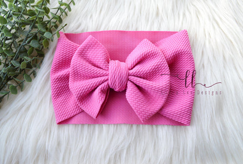 Large Julia Bow Headwrap || Hot Pink