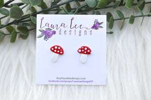 Clay Stud Earrings || Large Mushrooms