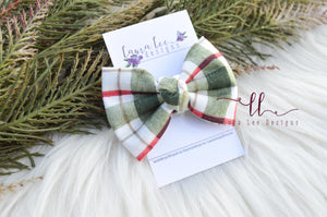 Lucy Style Bow || Green, Cream, and Red Plaid || CLIP ONLY