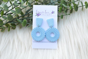 Mandala Clay Earrings || Light Blue || Made to Order