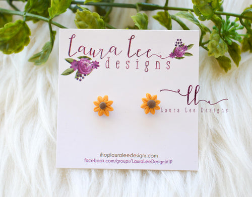 Flower Clay Stud Earrings || Mini Sunflowers || Made to Order