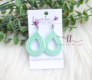 Emma Teardrop Clay Earrings || Mint Green