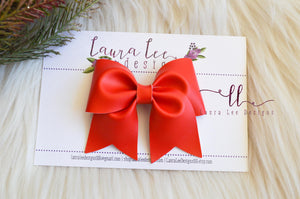 Large Missy Bow || Cherry Red Vegan Leather