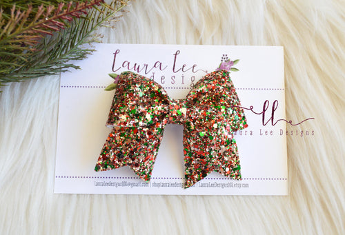 Large Missy Bow || Christmas Cheer Glitter