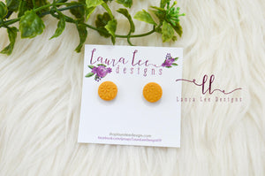 Round Clay Stud Earrings || Mustard Yellow Daisy || Made to Order
