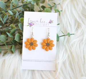 Daisy Clay Earrings || Mustard Yellow || Made to Order