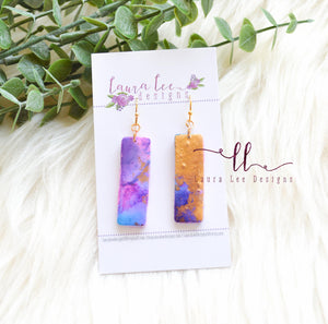 Small Clay Bar Drop Earrings || Outer Space