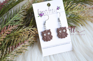 Owl Clay Earrings || Brown Owls