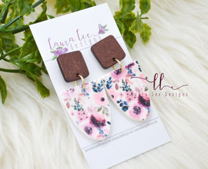 Bluebell Clay Earrings || Pink Florals