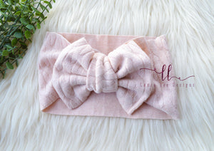 Large Julia Bow Headwrap || Pale Pink Sweater