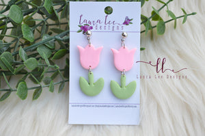 Tulip Clay Earrings || Light Pink