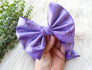 Large Julia Bow Headwrap || Purple Holographic