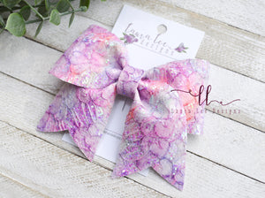 Large Missy Bow || Purple Tye Dye Glitter Lace