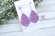 Ursa Floral Imprint Clay Earrings || Purple