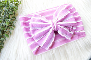 Large Julia Bow Headwrap || Purple and White Headwrap