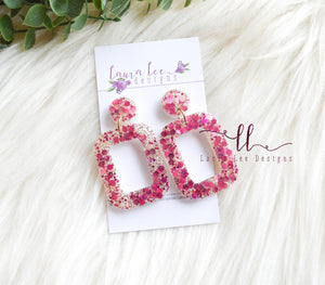 Resin Earrings || Palace Pink Glitter