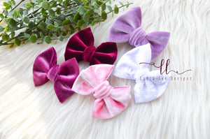 Small Julia Messy Bow Style Bow || Velvet || You Choose Color