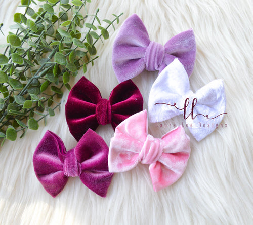 Small Julia Messy Bow Style Bow || Velvet || You Choose Color