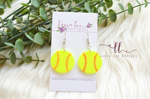 Round Clay Earrings || Softball || Made to Order