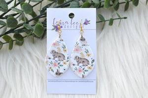 Ursa Clay Earrings || Floral Bunnies