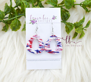 Veronica Clay Earrings || Red, White, and Blue Swirl