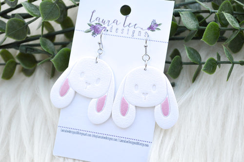 Bunny Clay Earrings || White Bunnies