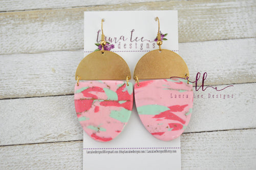 Georgie Style Clay Earrings || Pink and Mint