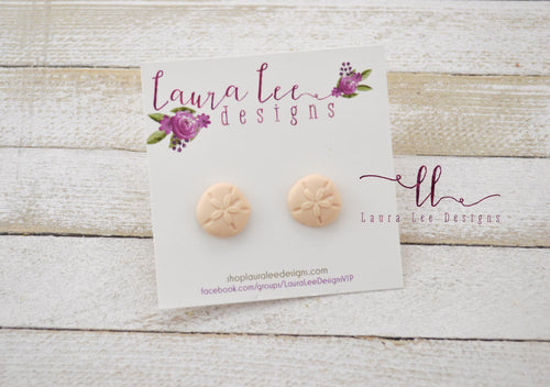 Sand Dollar Clay Stud Earrings || Beige || Made to Order