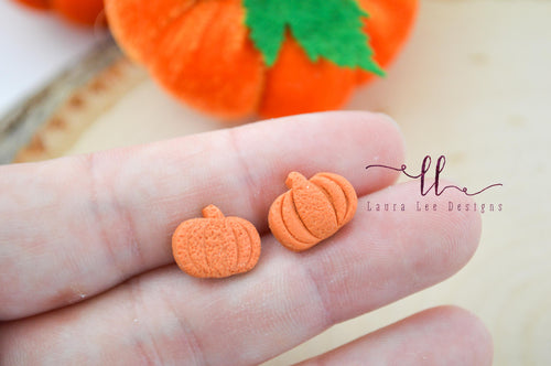 Clay Pumpkins Stud Earrings || Orange || Made to order
