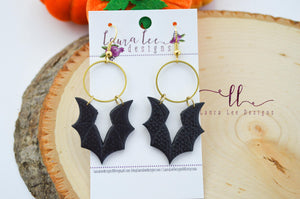 Bats Clay Earrings || Black Textured || Made to Order
