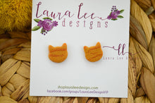 Cat Clay Stud Earrings || Light Orange Tabby || Made to Order