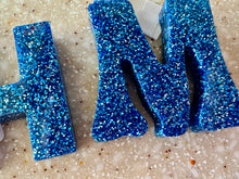 Letter Keychain || Shades of Blue Glitter
